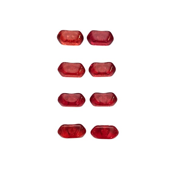 Red Glass Vintage Hexagon Buttons, Set Of 8, J80