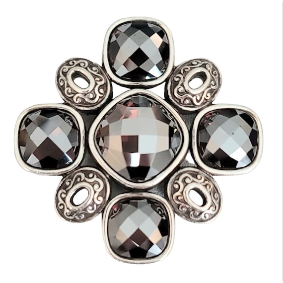 Brighton Maltese Cross Faceted Deep Red Crystals Brooch Pendant K567
