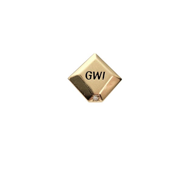 14K Gold Diamond GWI Glaxo Wellcome Inc. Service Award Lapel Pin  C659
