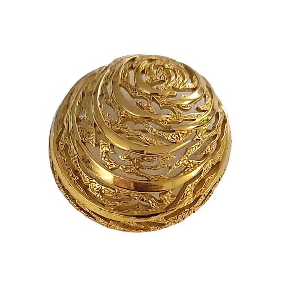Trifari Gold Tone Modernist Clam Style Smooth Textured Brooch, Signed K917