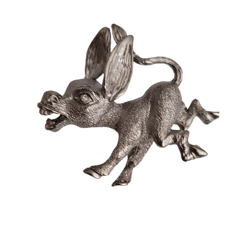 Silver Tone Lively Donkey Mule Figural Pin Brooch image 2