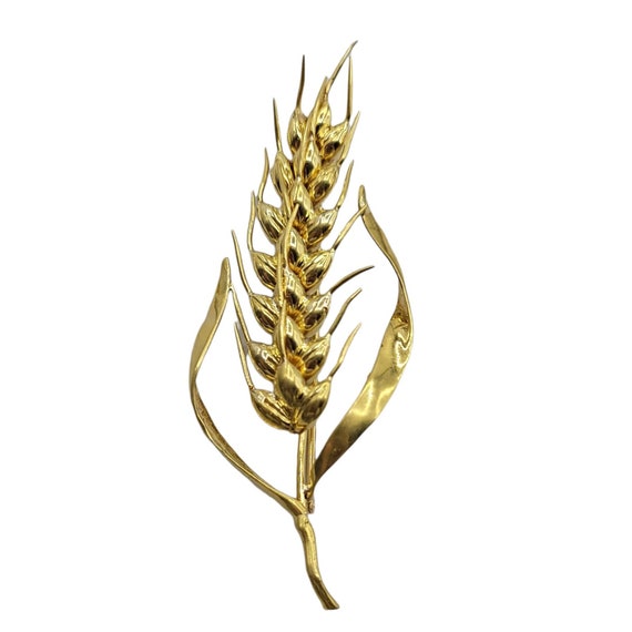 18k Yellow Gold Wheat Brooch, Signed Tiffany, Ita… - image 1