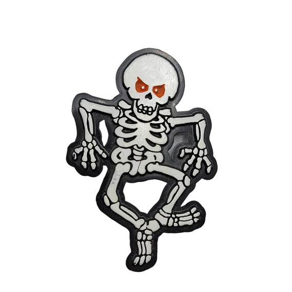 1982 Hallmark Vintage Holiday Halloween Black White Skeleton Pin