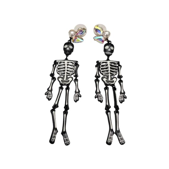 Betsey Johnson Skeleton Post Earrings Articulated Halloween J857
