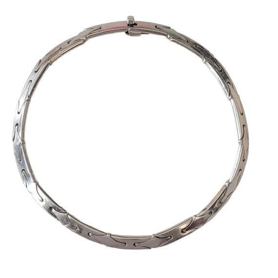 Sterling Silver 925 Mexico Hinged Chevron Collar Choker Necklace Marked TF-41, 16.5” Long E578