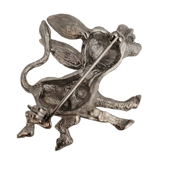 Silver Tone Lively Donkey Mule Figural Pin Brooch - image 3