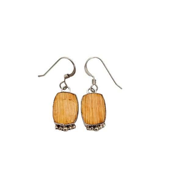 Sterling Silver Tribal, Native Coral Earrings, Marked AP L341