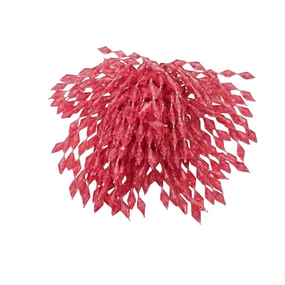 Pink Plastic Waterfall Bead Brooch Pom-Pom Style Pin J709