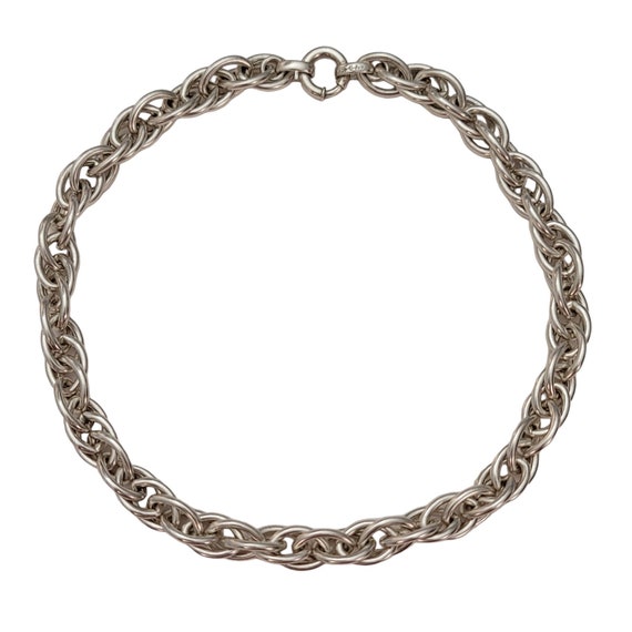 Carl Art Sterling Silver Chunky Cable Chain Choker Necklace, 84 Grams CA Arrow Marked E595