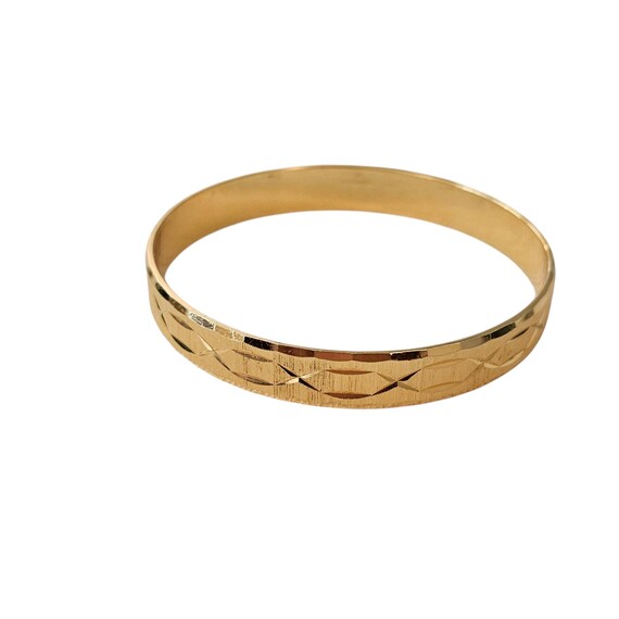 Monet Vintage Gold Tone Etched Bangle Signed, J119