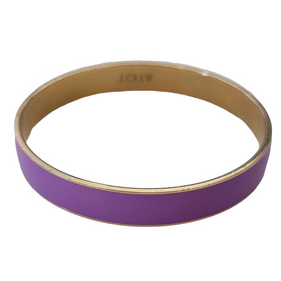 J.Crew Gold Tone Purple Lavender Enamel Bangle Bracelet E961