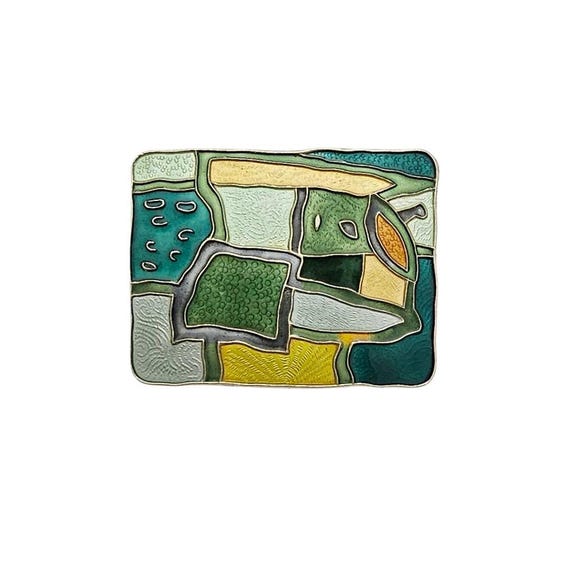 David Andersen Sterling Silver Four Seasons Summer Enamel Brooch, Signed