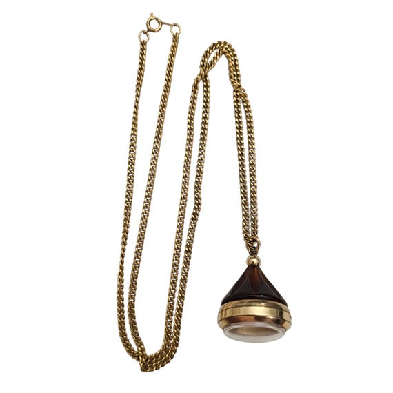 Harman Watch Pendant Bakelite Automatic Second Hand 1/20 12KT Gold Chain Necklace