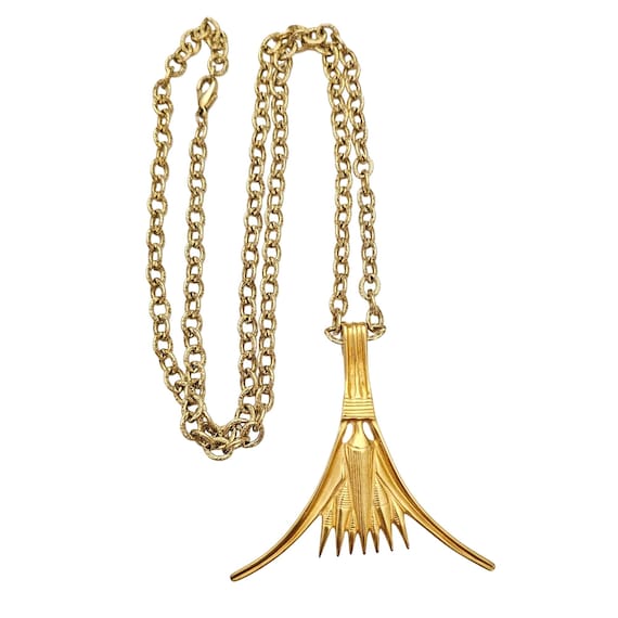 MMA Metropolitan Museum of Art Mask Lotus Pendant Necklace, Signed