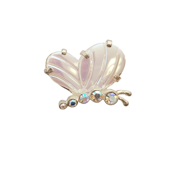 Carolee Vintage Butterfly Brooch AB Glass Wings Rhinestone Pin Signed, C877