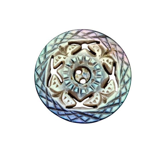 Antique Paua Shell Carved Button J929
