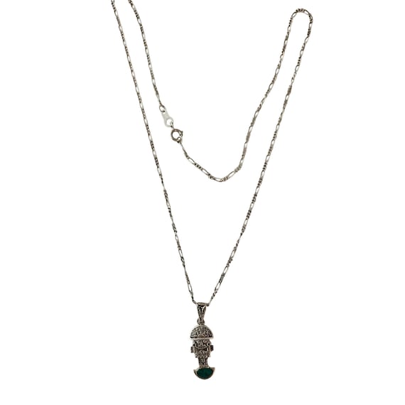 950 Sterling Silver Tumi Pendant, Necklace Figaro-Style Chain, 20" Long  J93