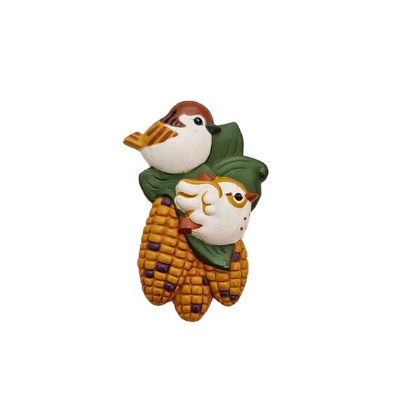 Hallmark Cards Chickadee Birds, Corn, Maize, Autumn, Fall Thanksgiving Pin L407