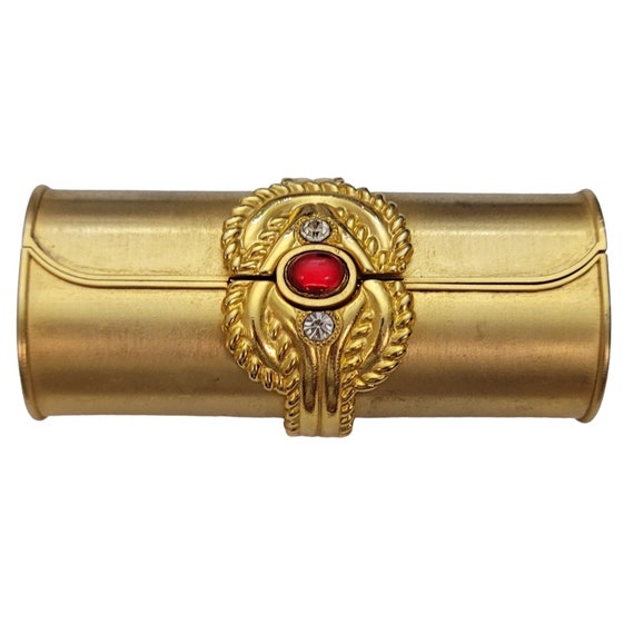 Brushed Gold Tone Princess Marcella Borghese Compact With Mirror Lipstick Case E265