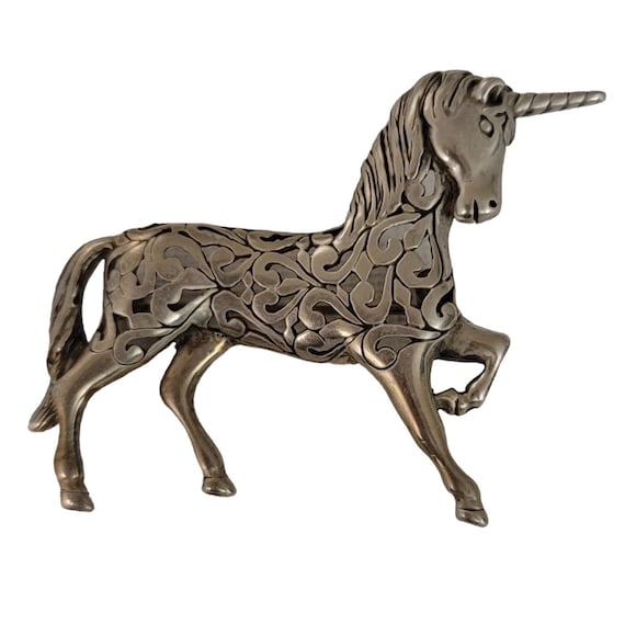Jezlaine Sterling Silver Unicorn Brooch Pin, Signed E76