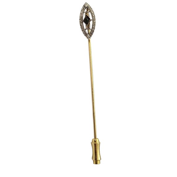 14K Yellow Gold Blue Sapphire Stick Pin