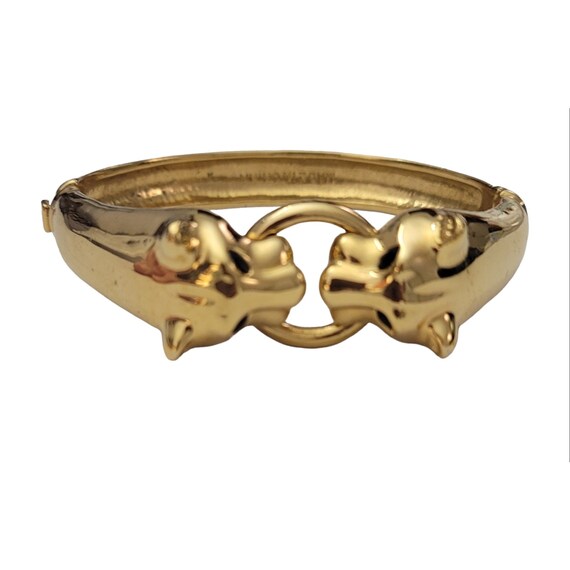Gold Tone Jaguar Hinge Tongue Clasp Bracelet 8.25” K298