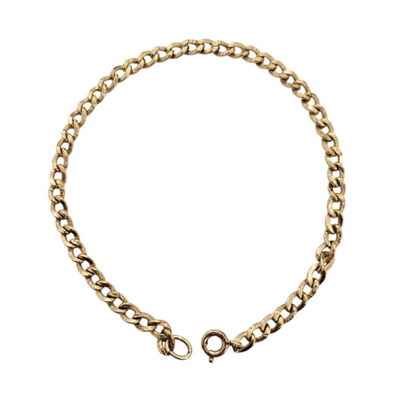 Gold Filled Textured Vintage Chain Bracelet 7.5" Long