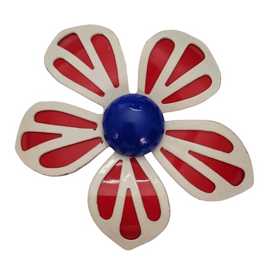 Red White Blue Patriotic Flower Brooch Pin E259