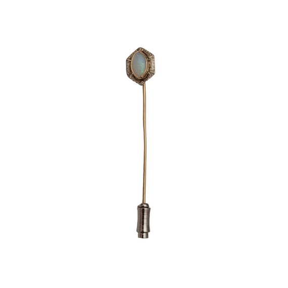 10K Yellow, White Gold Opaline Style Stick Lapel Pin E176