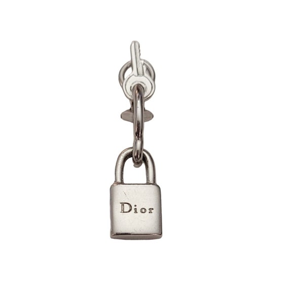 Christian Dior Single Padlock Charm Dangle Key Clip On Earring E588