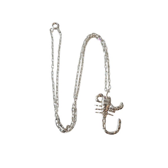Sterling Silver Scorpion Pendant, 18" Long, Chain Necklace J102