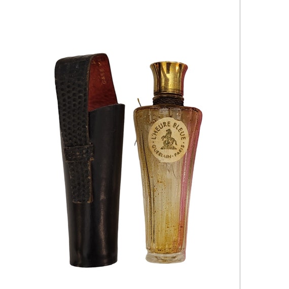 Guerlain Paris L’ Heure Bleue Flacon de Sac Parfum Bottle And Leather Case K439