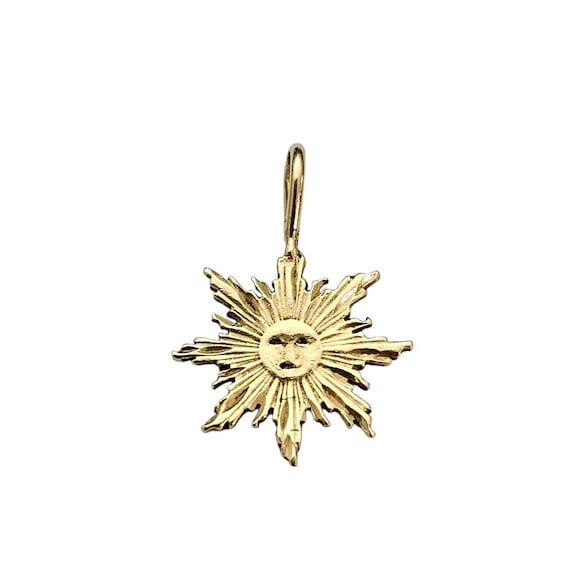 14K Yellow Gold  Sun, Moon Face Pendant