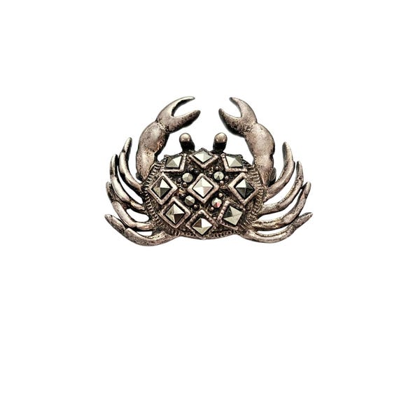 Sterling Silver Marcasite Crab Brooch Small Pin J581