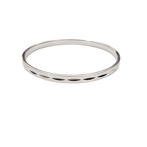 Monet Silver Tone Linen Etched Bangle Vintage Bracelet Signed, J647