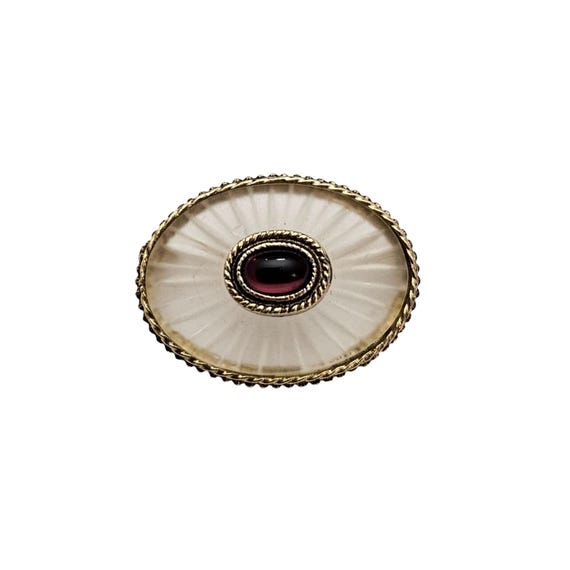 Vintage Oval Camphor-Style Brooch Glass Purple Cab Pin J792