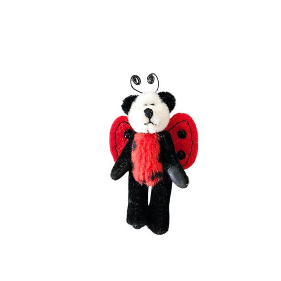 Articulated Polka Dot Angel Bear Pin, Red Black Lady Bug C27
