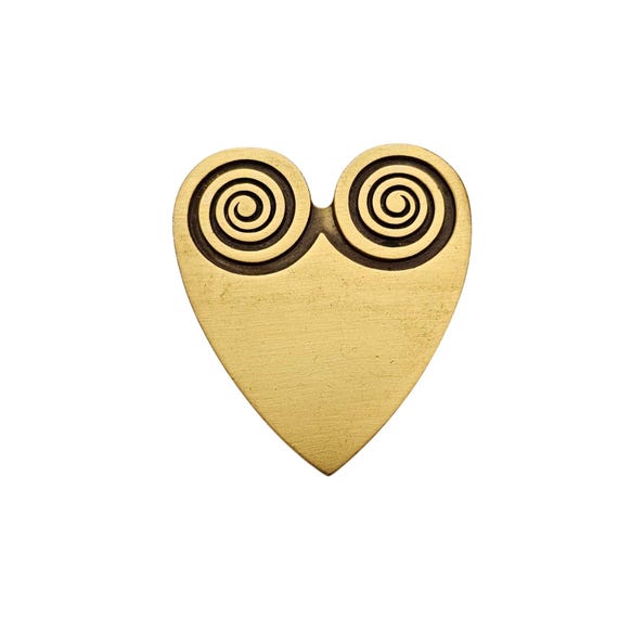 Old Salem Museum Replica Gold Tone Heart Brooch Scroll Pin Signed, C808