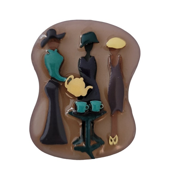 Lucinda Women Teapot Cups Pin Brooch E496