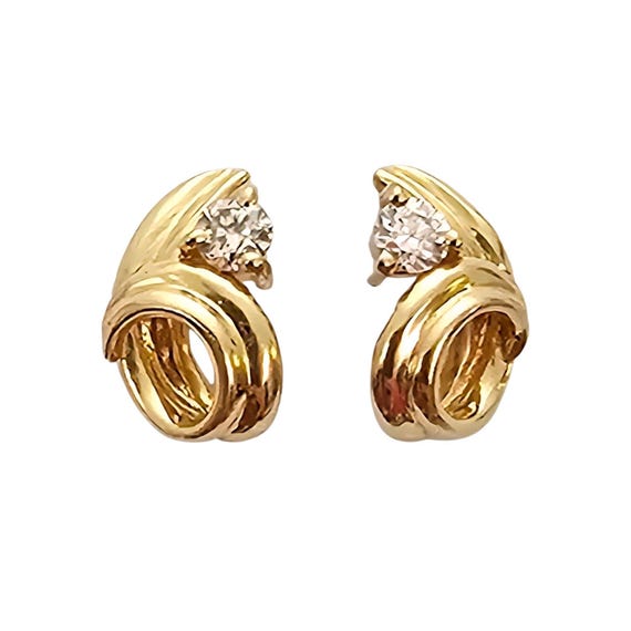 14K Yellow Gold Post Diamond Earrings