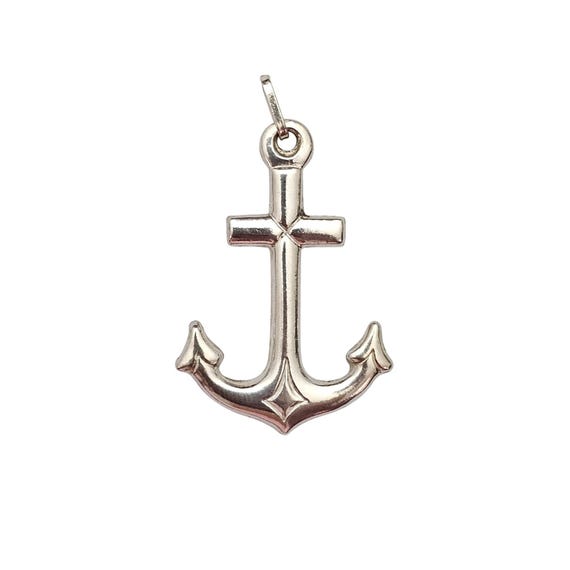 Sterling Silver Puffy Anchor Pendant Italy C649