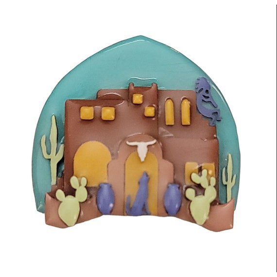 Lucinda Hacienda House Teal Yellow Brown Pin K688
