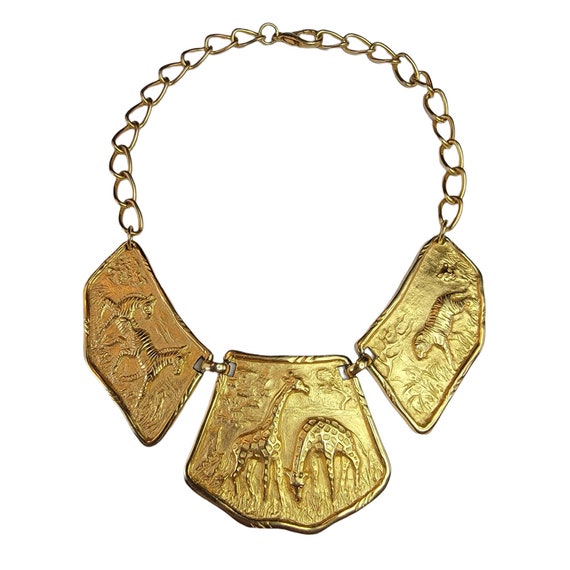 DR 1997 Gold-Tone Hammered Safari Egyptian Motif … - image 3