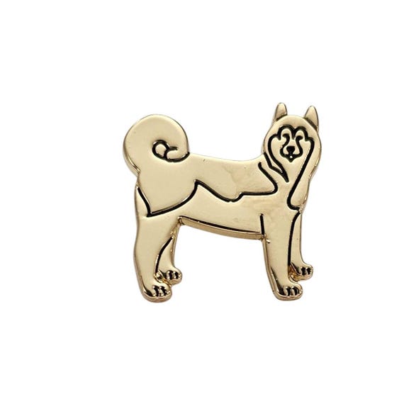 Burberry Gold Tone Husky Dog Lapel Pin Signed, J13