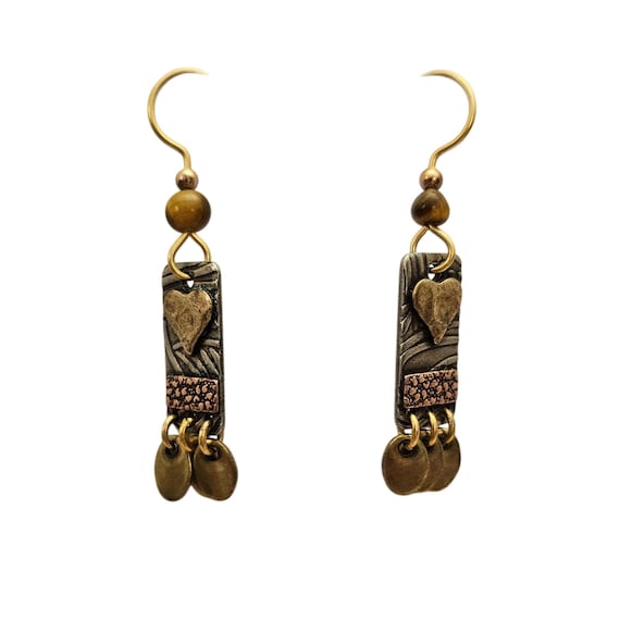 Silver Forest Heart Earrings Oval Dangles J848