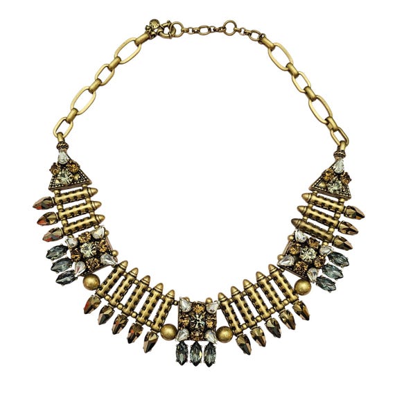 J. Crew Industrial Tribal Collar Ornate Rhinestone Stunning Necklace J624