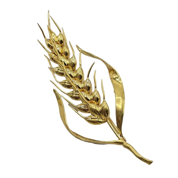 18k Yellow Gold Wheat Brooch, Signed Tiffany, Ita… - image 4