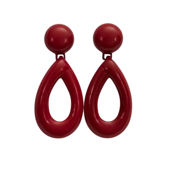 Monet Red Tear Drop Dangle Post Earrings J446