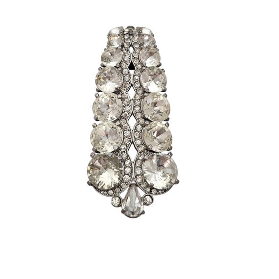 CAbi Clear Chunky Rhinestone Dress Clip Brooch Signed, J574
