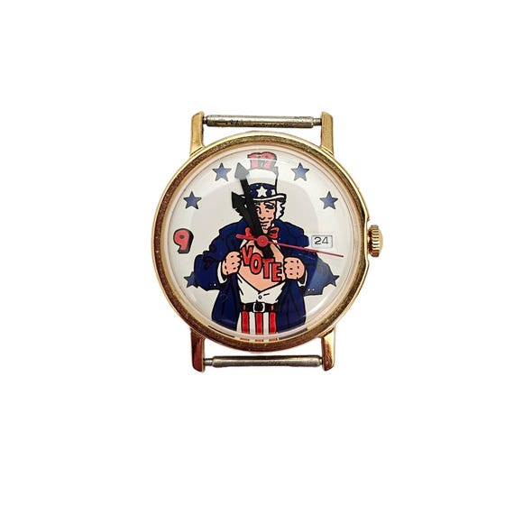 Uncle Sam "VOTE" Election Vintage Wind Up Watch, No Band L454